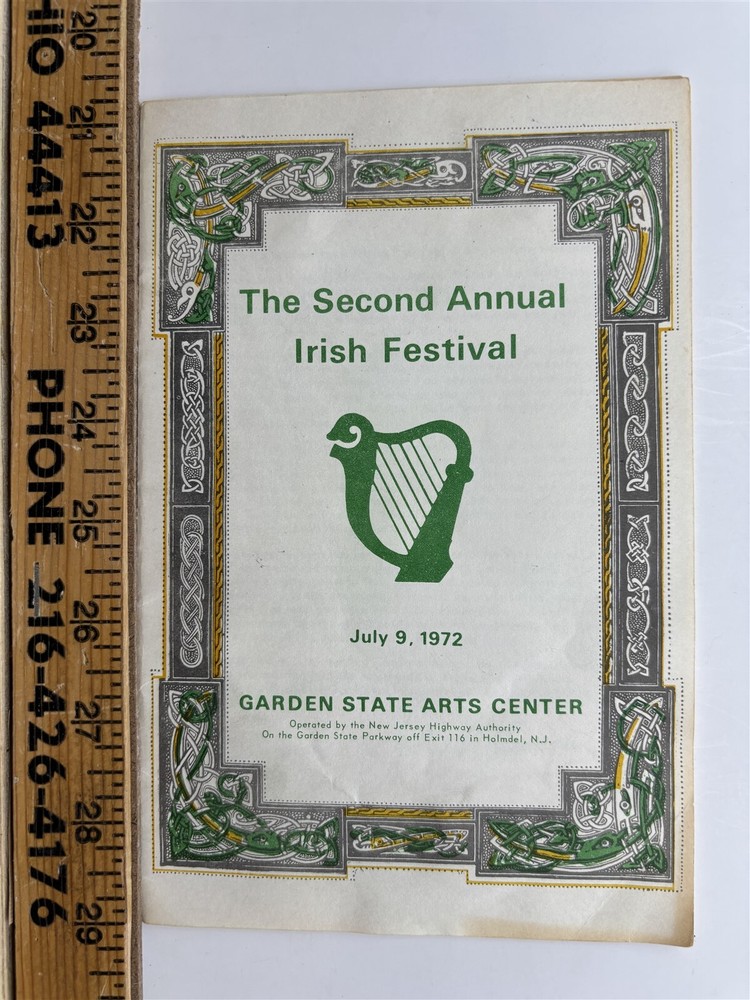 1972 Vintage Irish Festival Program at Garden State Arts Center NJ Highway Collectible