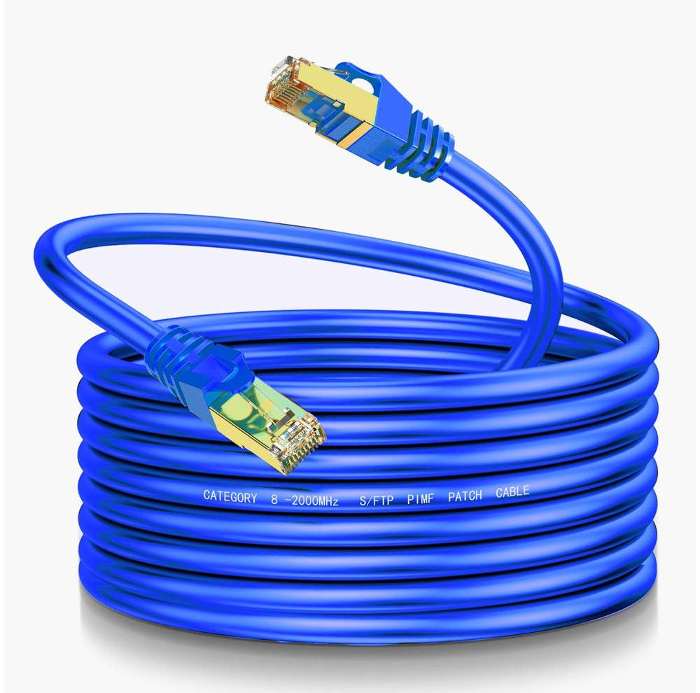25Ft Cat8 Ethernet Cable Heavy Duty High Speed S/FTP Outdoor Indoor LAN Network