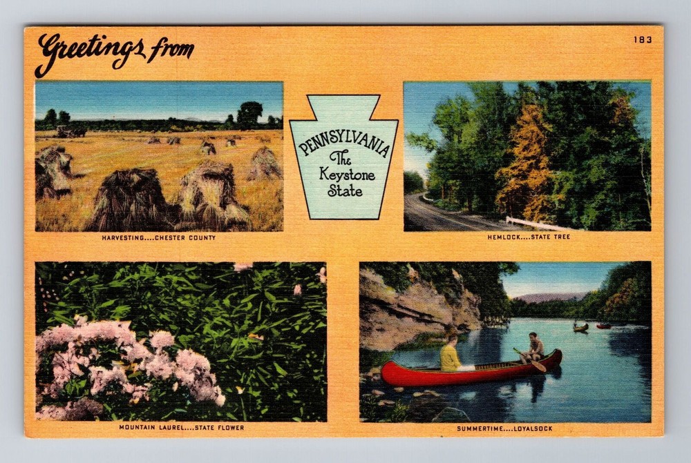 PA-Pennsylvania, General Greetings, the Keystone State, Antique Vintage Postcard