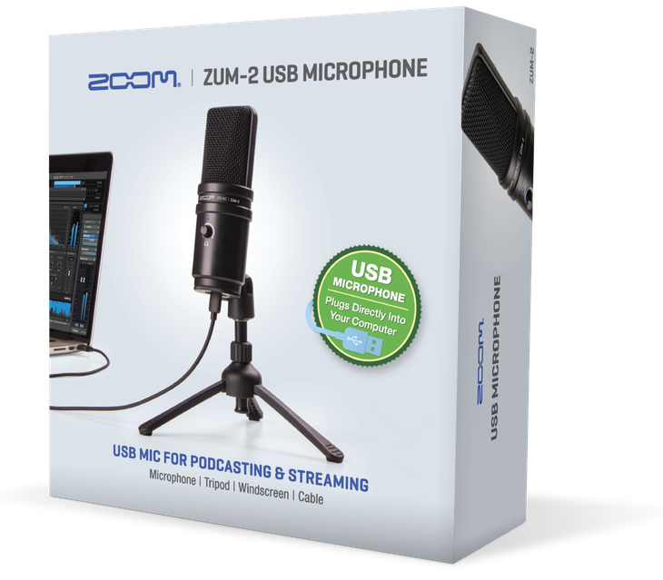 Zoom ZUM-2 USB Condenser Microphone Podcasters YouTubers audio work from home-image