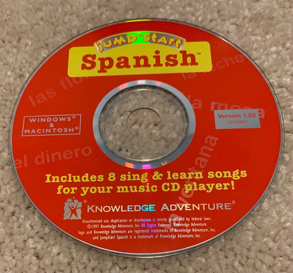 Jump Start Spanish For Kids Windows/ Macintosh CD-Rom Disc