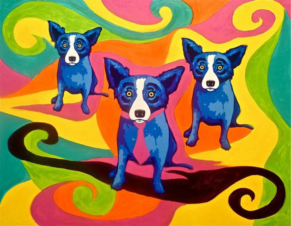 Blue Dog Home Wall Art Decor Animals Poster Painting HD Print on Canvas
