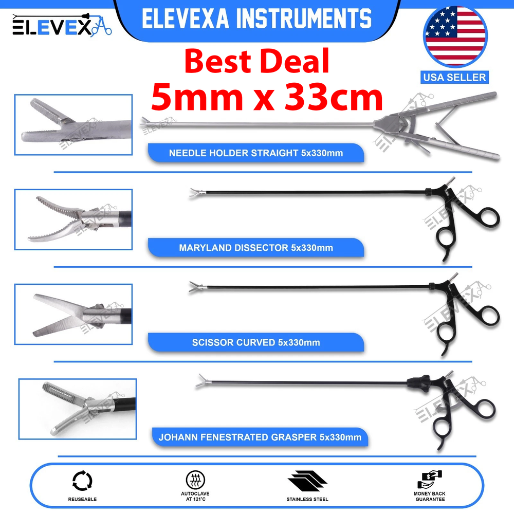 Laparoscopy Instruments Pack of 4 Set Needle Holder Graspers Dissector Scissor