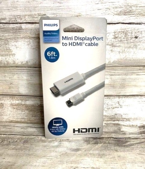 Philips Mini DisplayPort to HDMI Cable 6ft 1.8m Supports Full HD 1080p & 4K Ultra HD