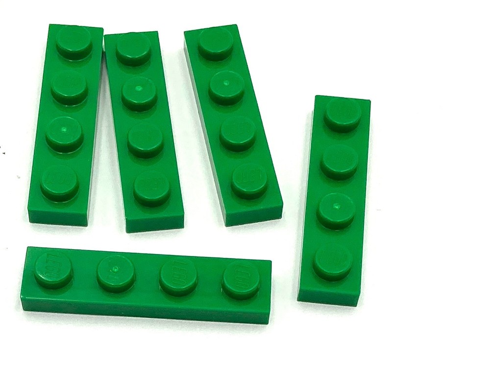 Lego 5 New Green Plates 1 x 4 Stud Parts