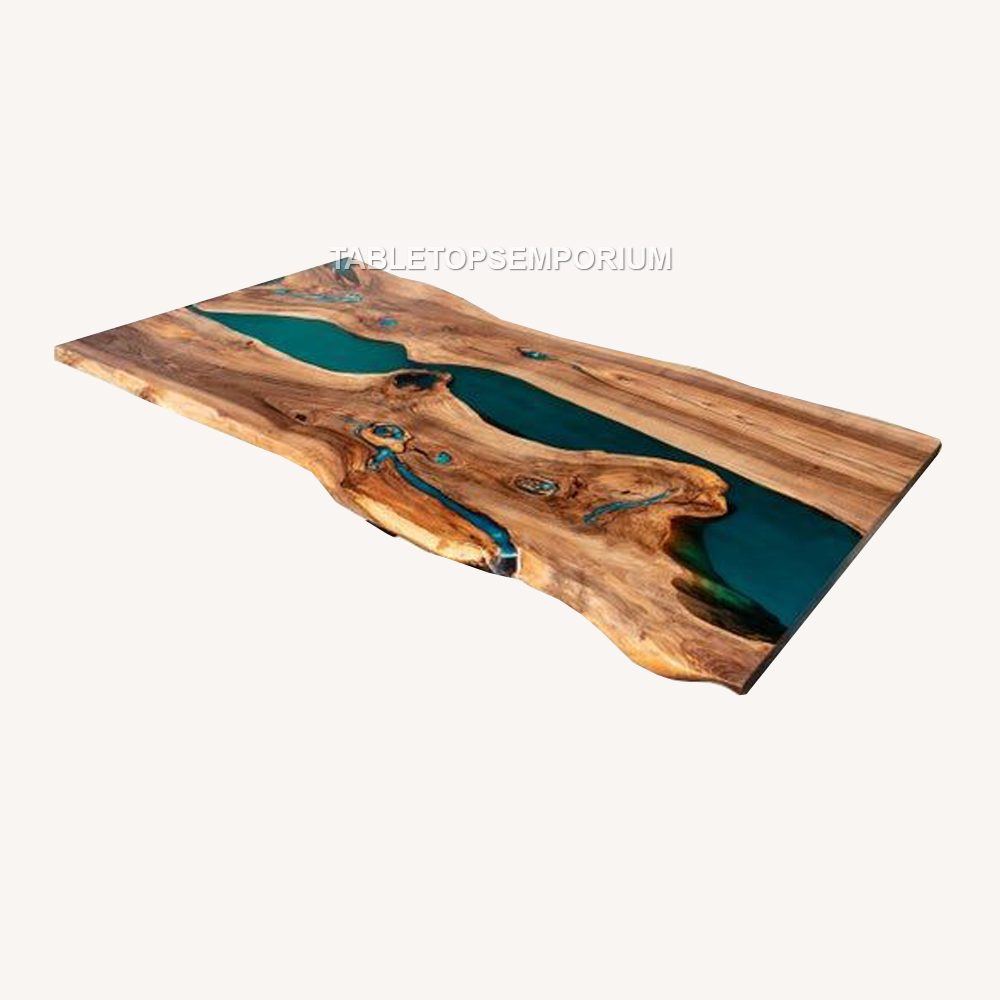 Handmade Green Epoxy Resin Dining Table Kitchen Slab Home Decor Furniture-image