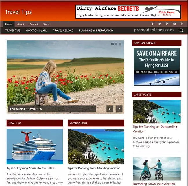 Successful Travel Tips Niche Site - Ready Made for Work From Home Business-image
