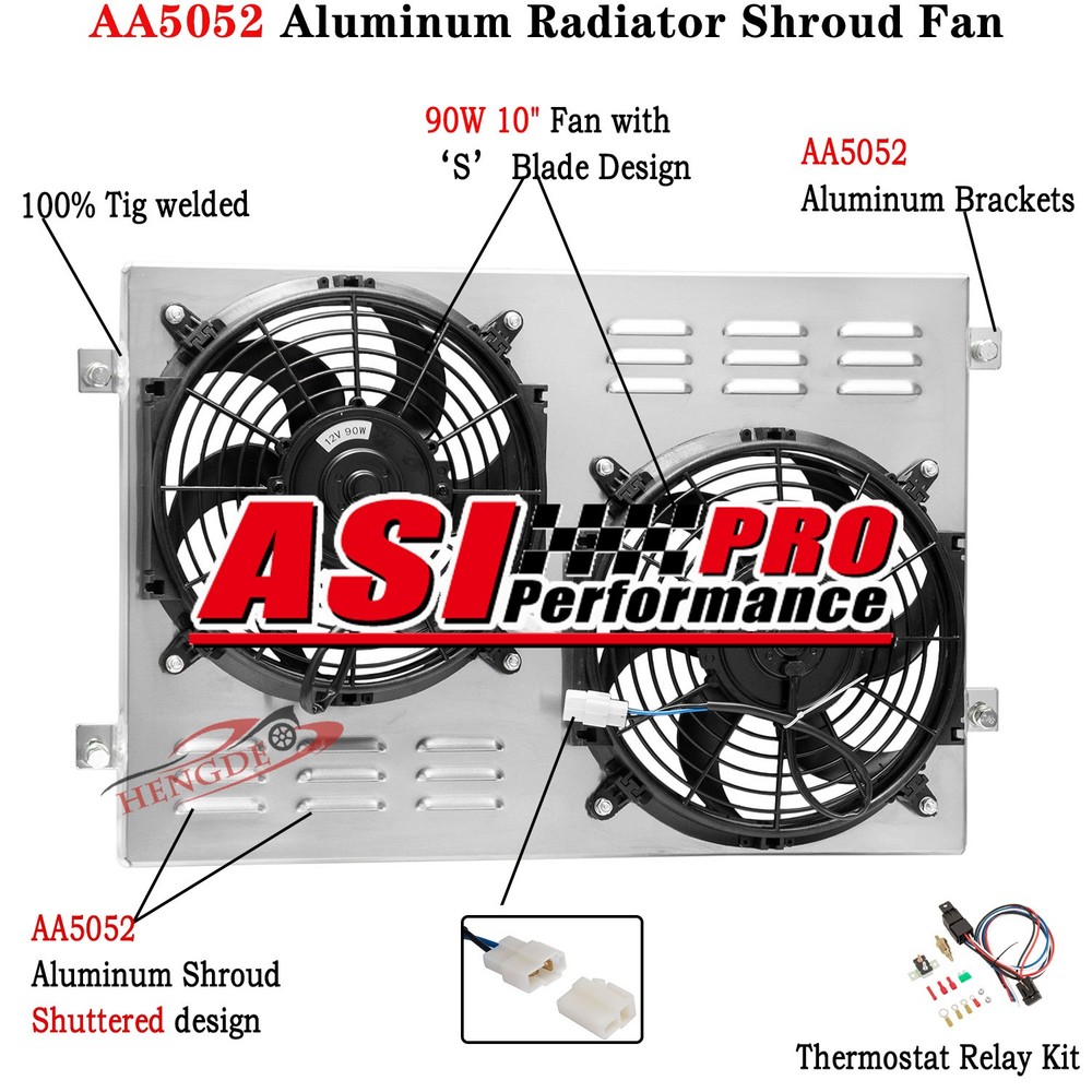 Aluminum Shroud + 10'' Fan + Relay For 1967-70 1969 Ford Mustang Mercury Cougar