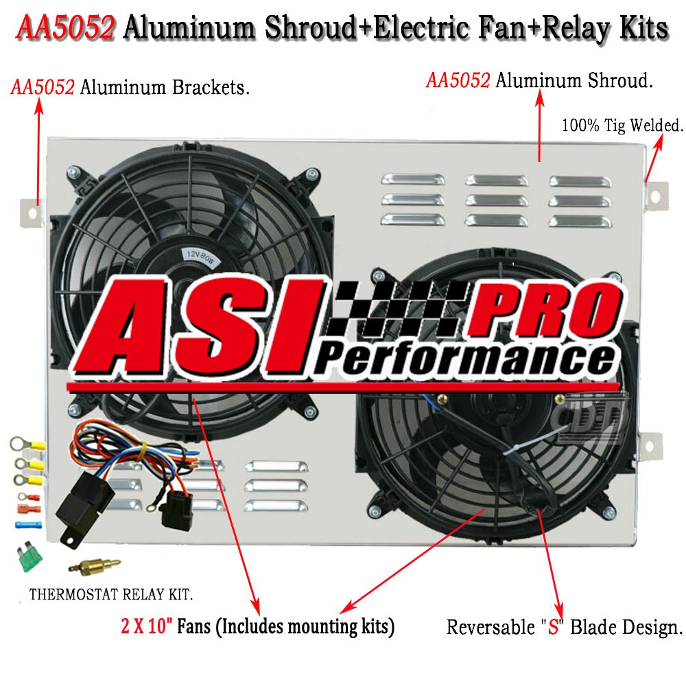 Fit 1967-1970 69 Ford Mustang Mercury Cougar Electric Radiator Fan+Shroud Relay.