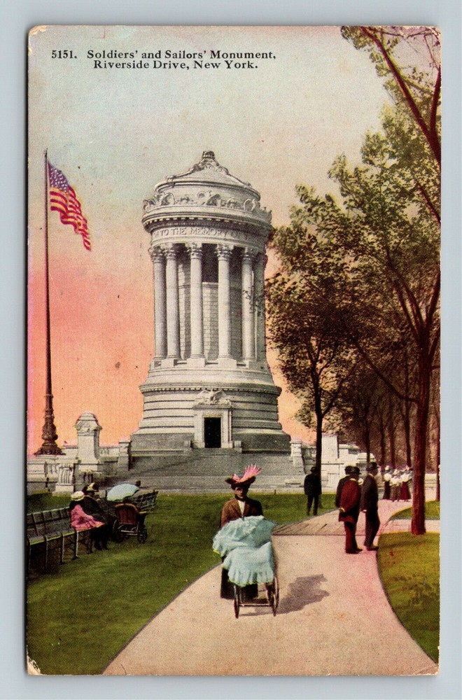 New York City NY,, Soldiers & Sailors Monument c1914 Vintage Souvenir Postcard