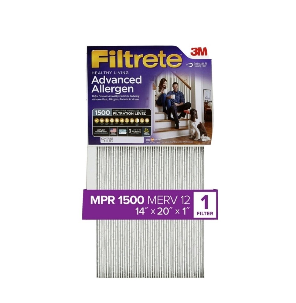 Filtrete Healthy Living Advanced Allergen HVAC Furnace Air 1500 Filter 14x20x1-image