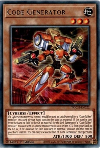 1st Edition TOCH-EN022 Code Generator Rare Near Mint Toon Chaos Card