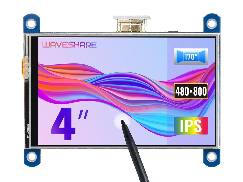 4 inch HDMI LCD 800x480 Resolution IPS Display Resistive Touch Screen for Ras...
