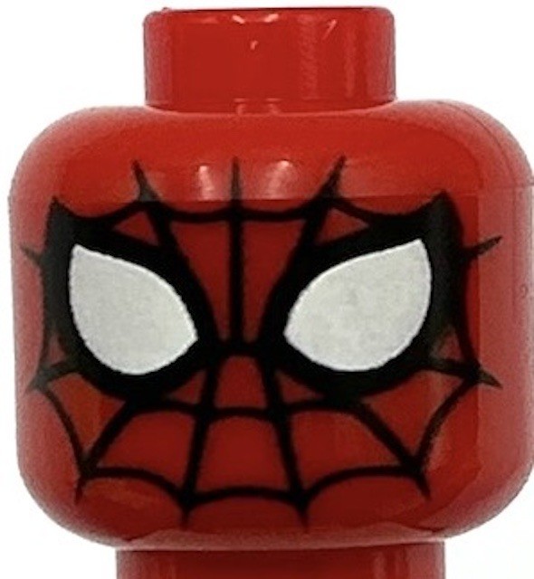 Lego New Red Minifigure Head Alien Spider-Man Black Webbing Simple Part