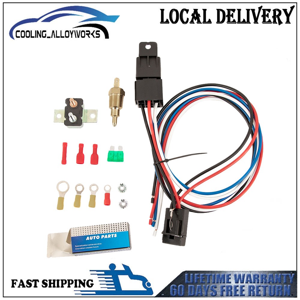 ASI Thermostat Temp Control Switch Electric Radiator Cooling Fan Relay Kit New.