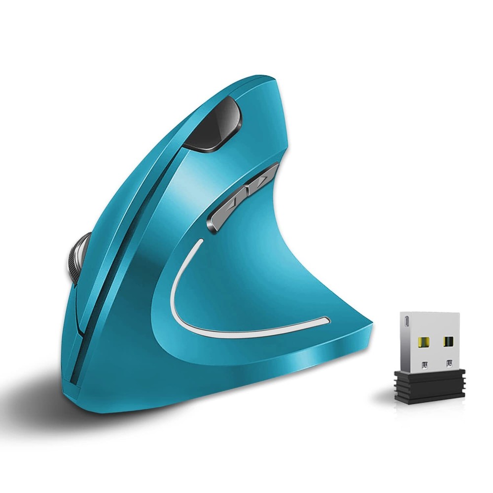 Ergonomic Wireless Rechargeable 2.4Hz Vertical Optical Mouse with Comfort Grip and Long Battery Life