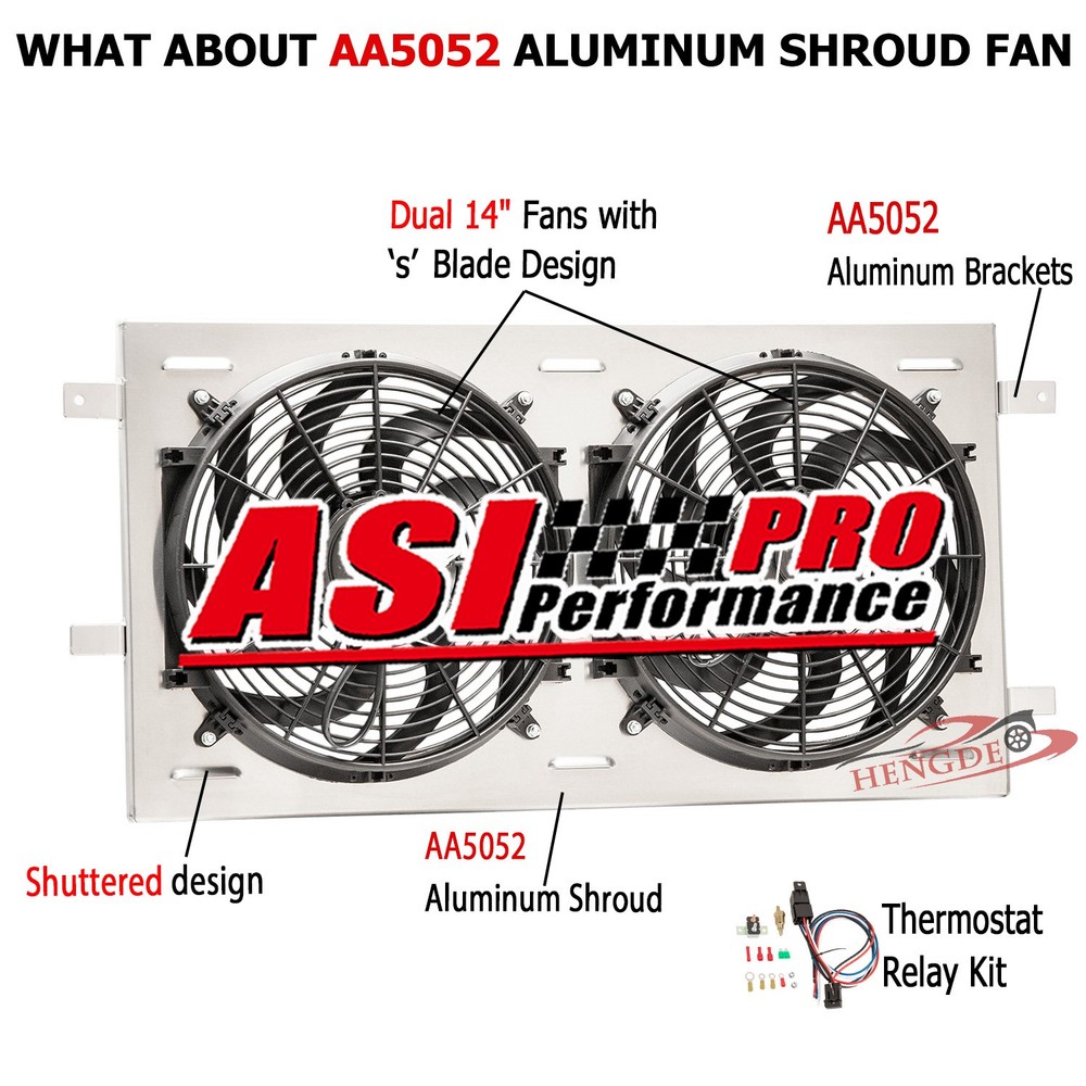 Aluminum Shroud+2x14'' Fan+Relay For 2004-08 Ford F150 Expedition Lincoln 4.6L