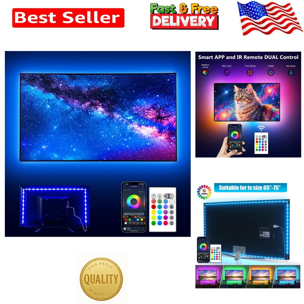 Immersive 16.4FT RGB LED Strip for TVs with Easy Installation & Music ...