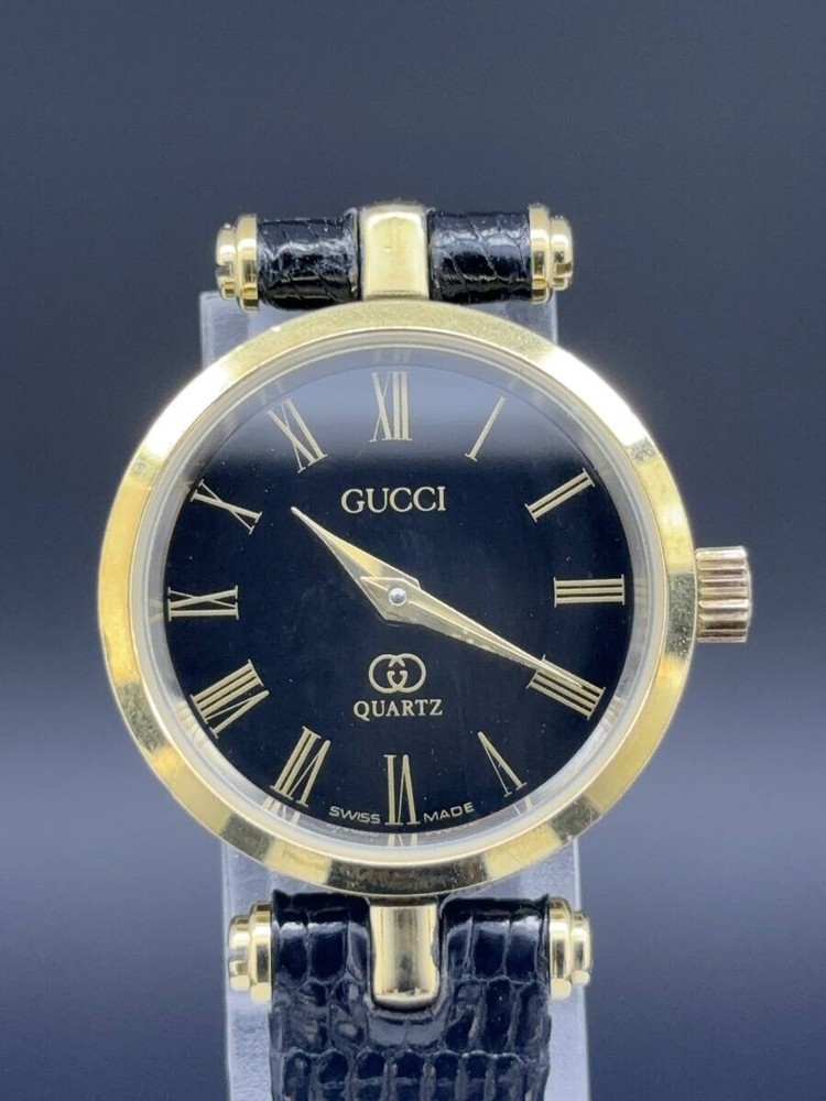 [Exc+5] Gucci 2000L Black Dial Quartz Ladies Watch Used Working From Japan F/S
