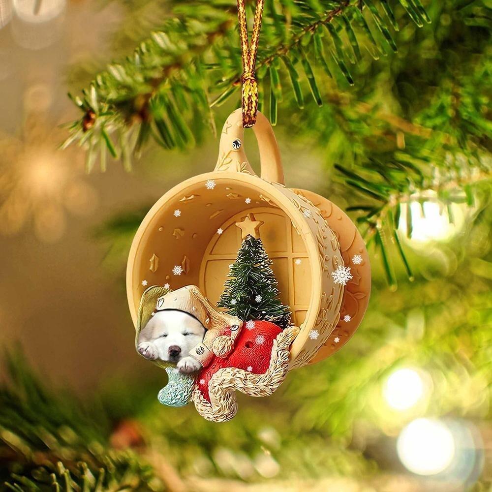Great Pyrenees Dog Sleeping Tiny Cup Ornament  Great Pyrenees Dog Christmas Gift