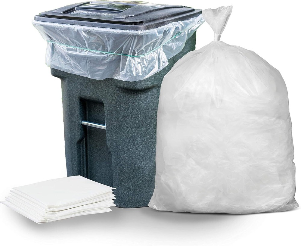 Plasticplace 95-96 Gallon Garbage Can Liners 1.5 Mil Clear Heavy Trash Bags