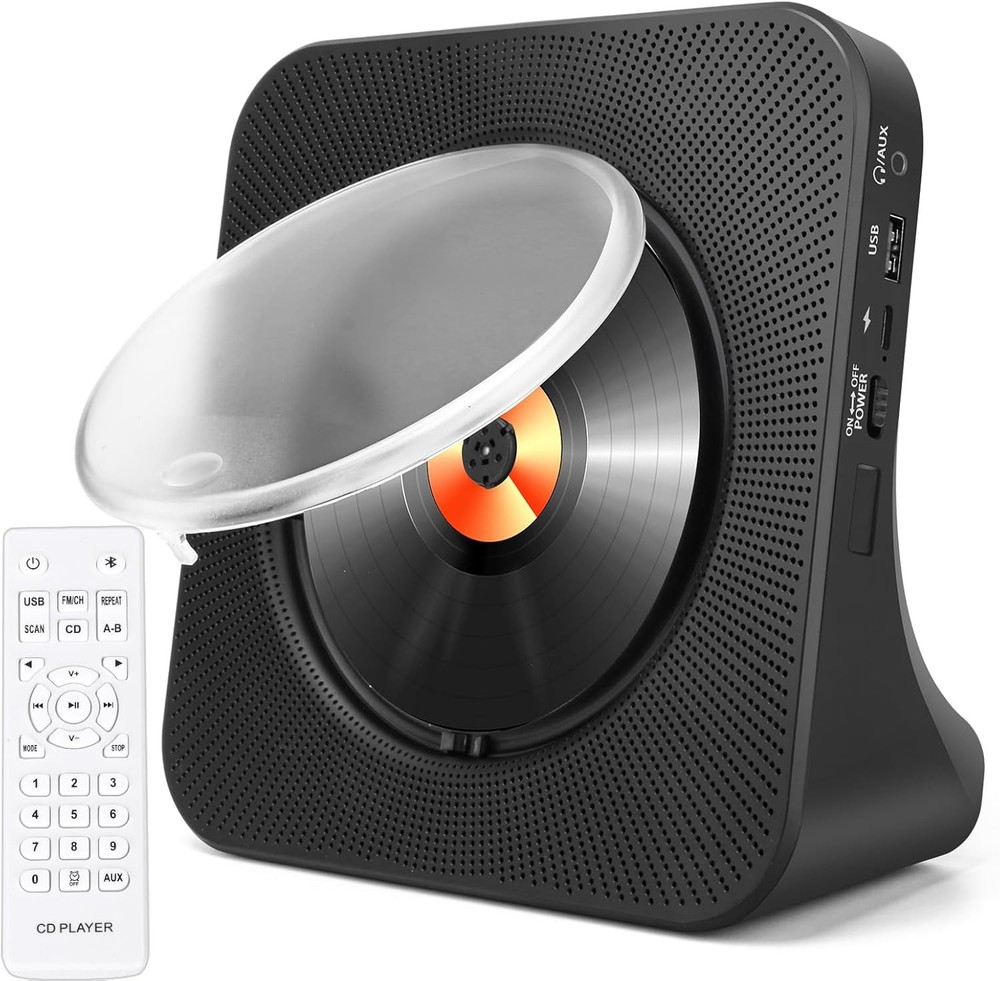 Portable CD Player for Home with Speakers - Bluetooth Desktop CD Player Built-in