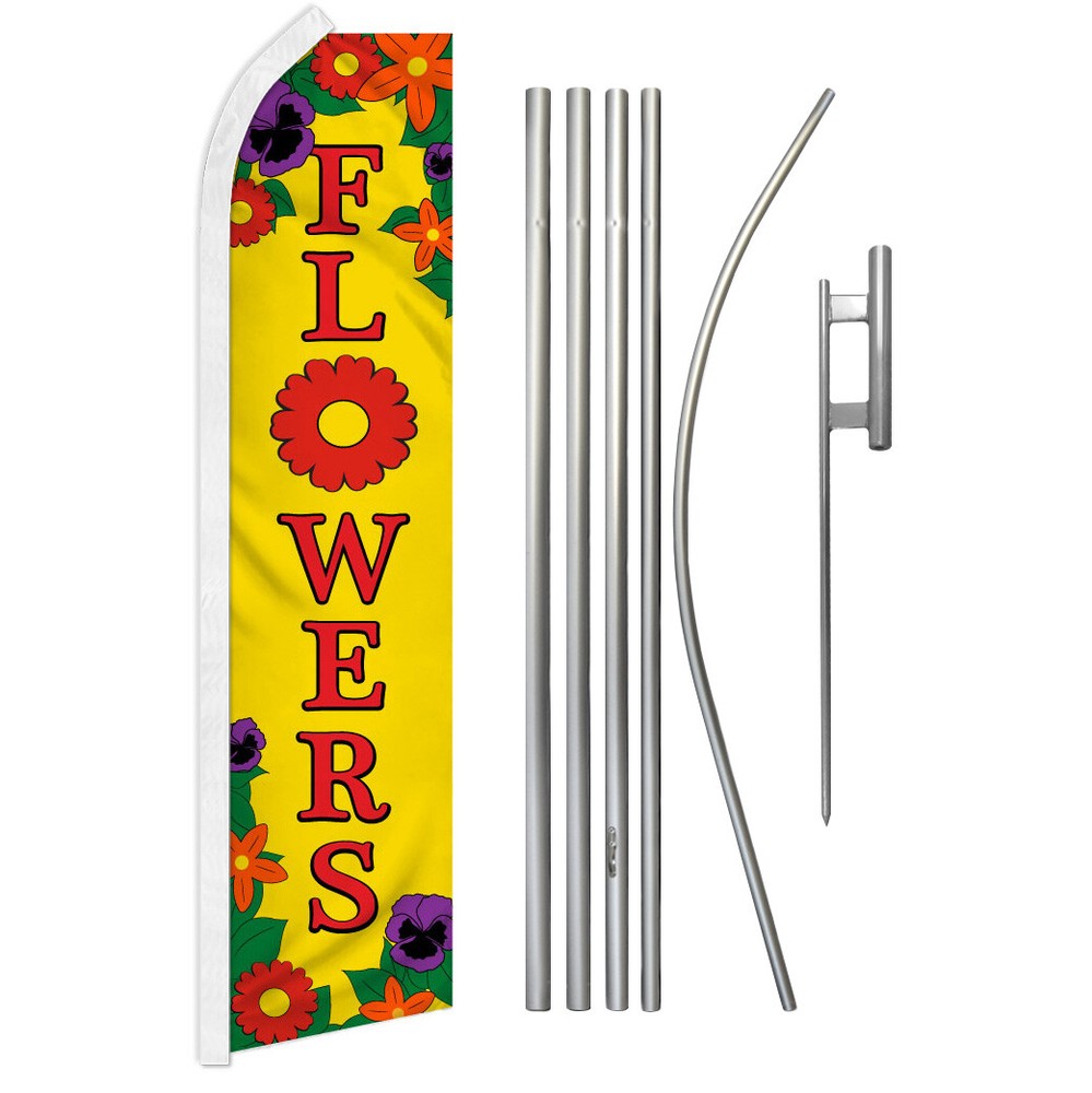 Flowers Advertising Swooper Feather Flutter Flag & Pole Kit Florist Arrangements