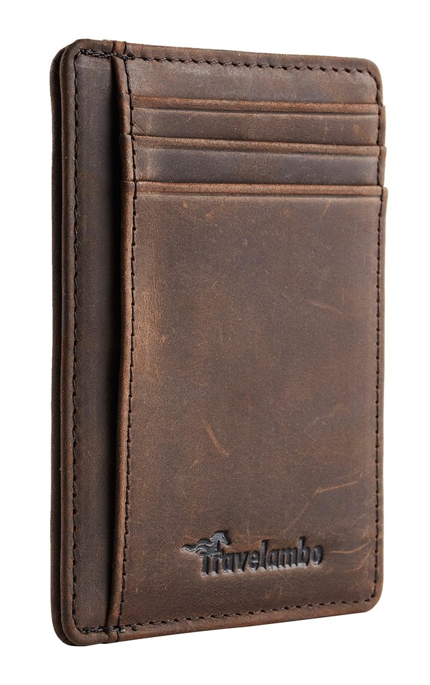 Slim RFID Blocking Minimalist Leather Front Pocket Wallet Medium Size