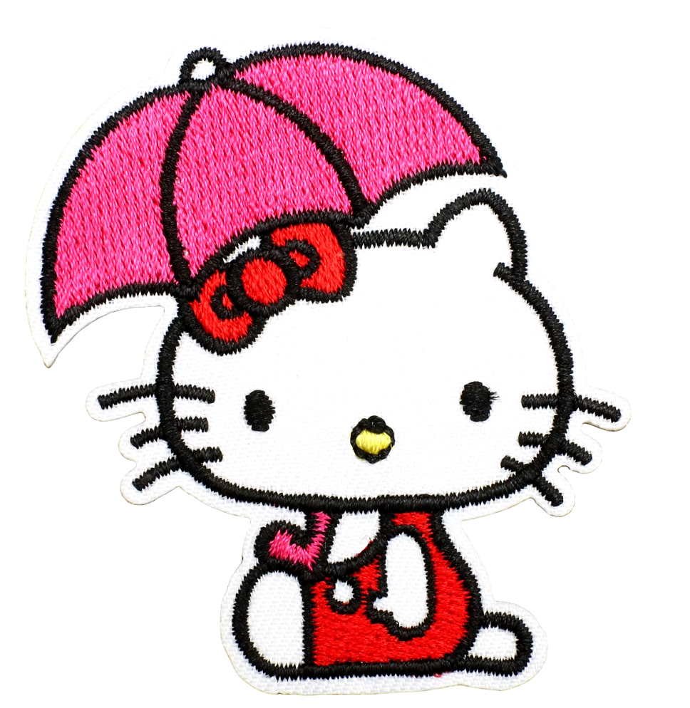 HELLO KITTY  Bow and Umbrella - Iron-On Embroidered Patch