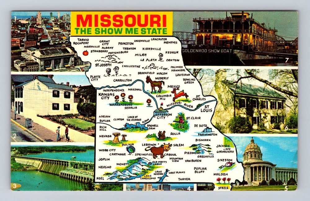 MO-Missouri, General Greetings, Landmark And Map, Antique, Vintage Postcard