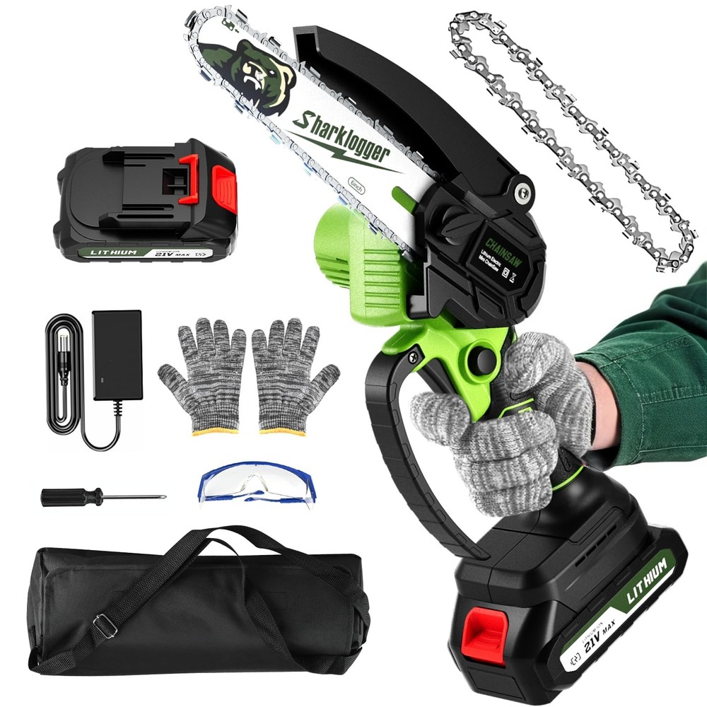 Mini Chainsaw, 6-inch Cordless Electric Small Chainsaws, Portable Handheld Ch...