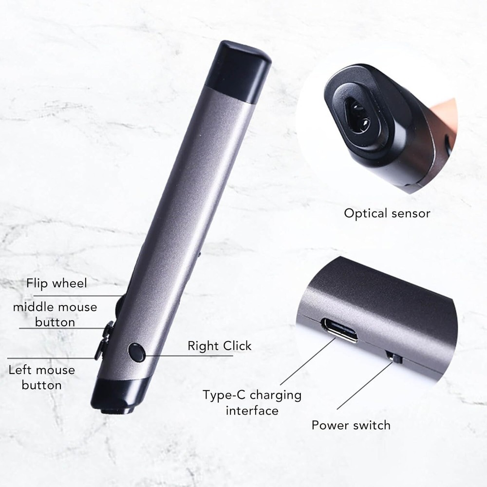 Wireless Optical Pen Mouse for Laptop - Ergonomic Pocket Design with Adjustable 800/1200/1600 DPI Precision