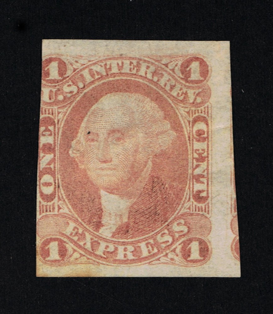 GENUINE SCOTT #R1a F-VF 1862-1871 RED 1ST ISSUE REVENUE EXPRESS ON OLD PAPER