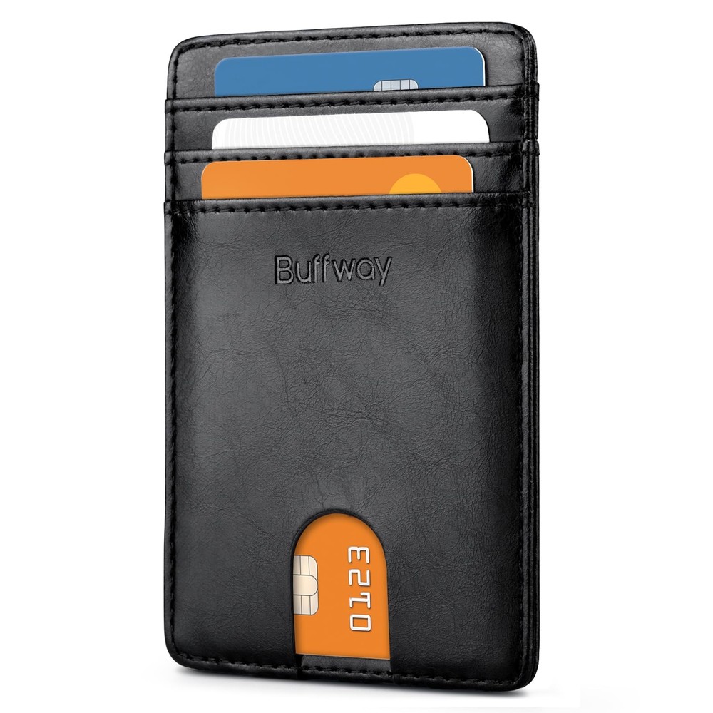 Slim Minimalist Leather Front Pocket Wallet for Men - Credit Card Holder - Made in USA