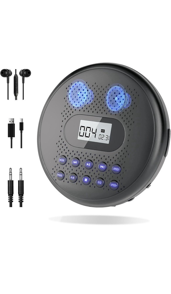 ARAFUNA Portable CD Player with Dual Stereo Speakers, Rechargeable CD Player
