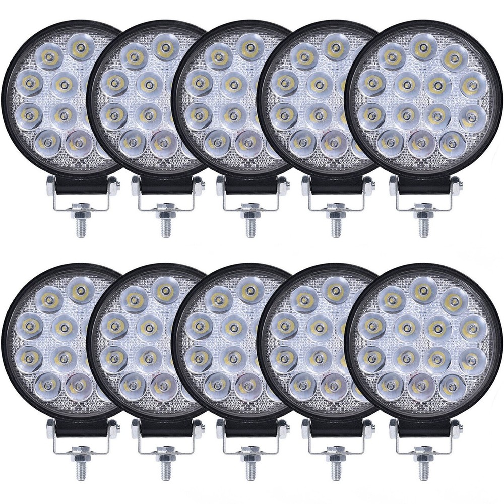 LED Work Lights for Truck MUVKQC 10pcs 4.5Inch Round Light Pods 12-24V Spot F...