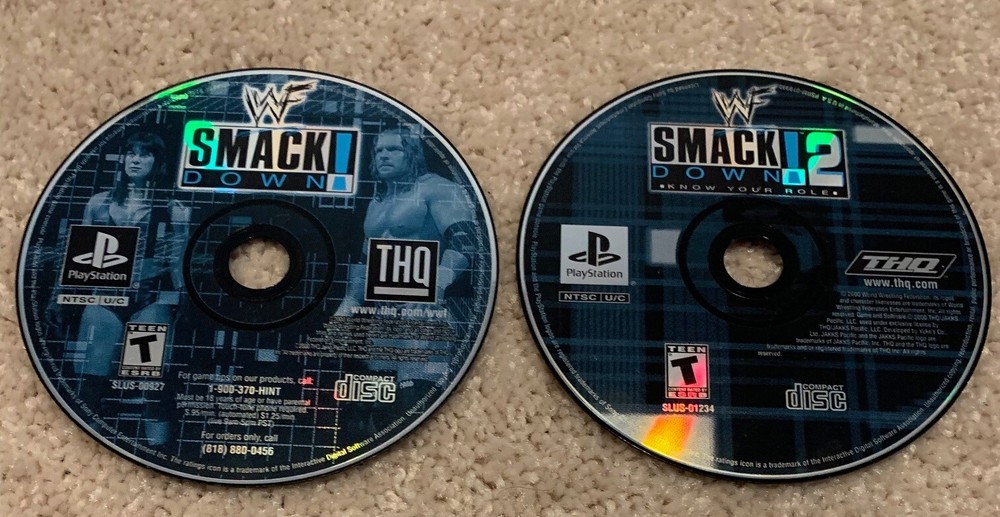 WWF SmackDown & WWF SmackDown 2 Know your Role Bundle (Sony PlayStation 1) Discs
