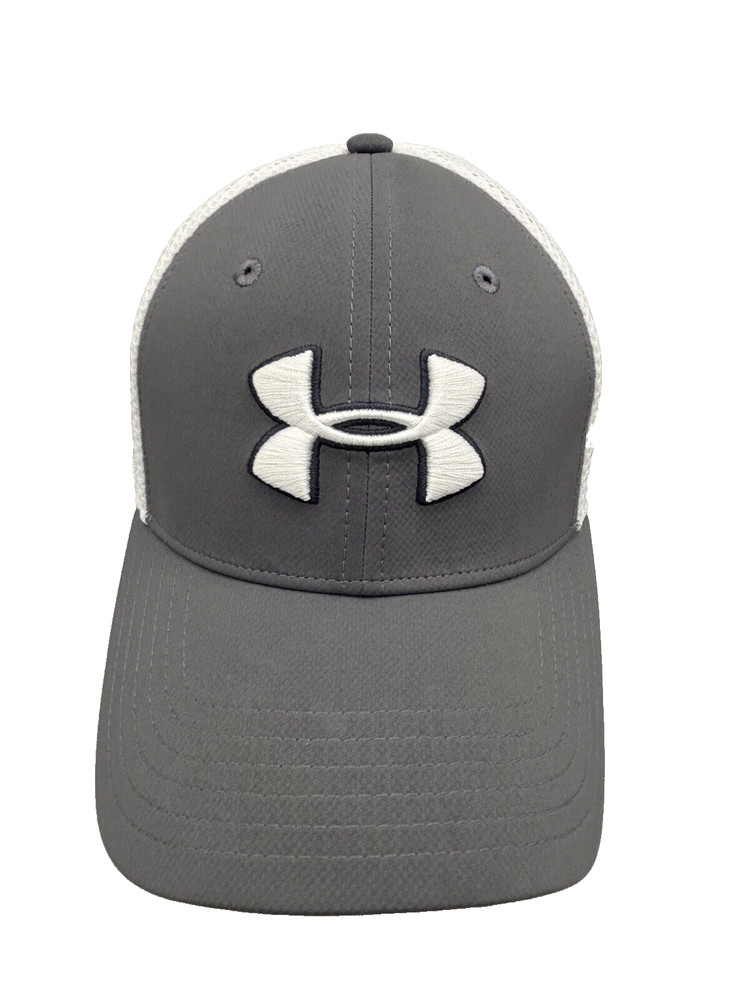 Under Armour Hat Gray Logo Mesh Back Baseball Cap M/LG Size