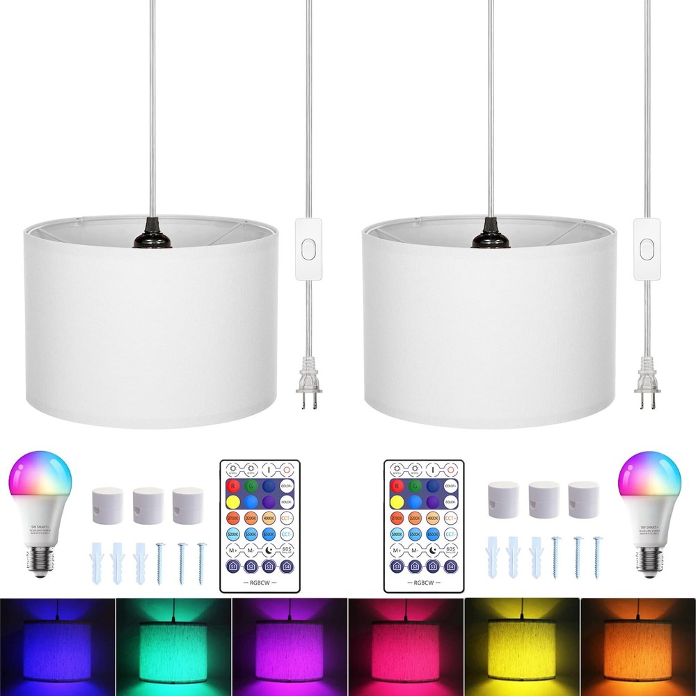 15FT Plug in Pendant Light with Switch,Hanging Lights with Plug in Cord, Hang...