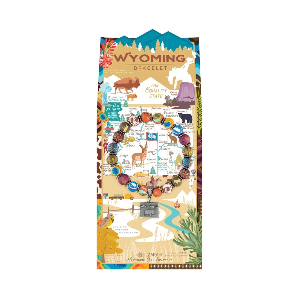 Jilzarah Handmade Wyoming State Clay Bead Bracelet 8mm