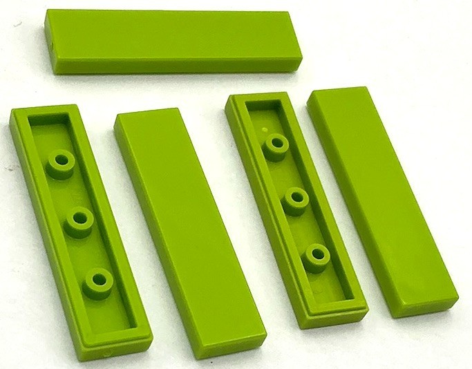 Lego 5 New Lime Tiles Flat Smooth 1 x 4 Parts