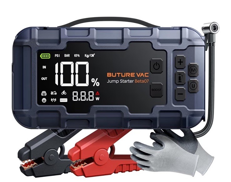 Portable 10-in-1 Car Battery Jump Starter with Air Compressor 8000A 160PSI