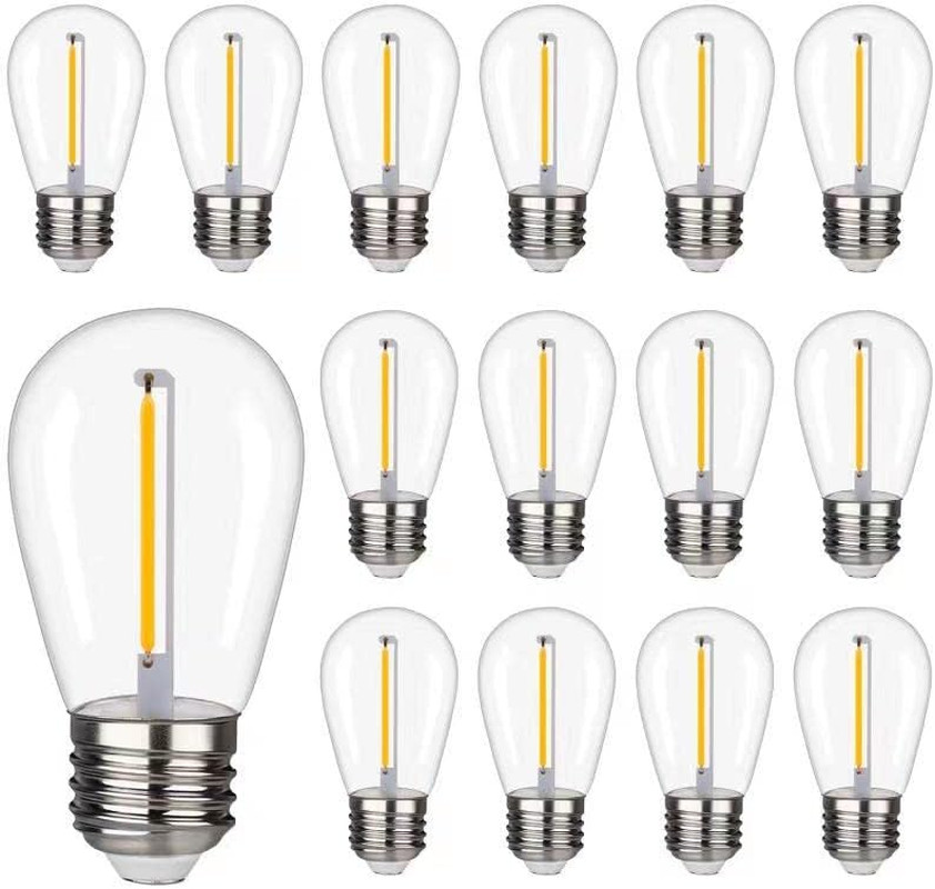 Waterproof S14 LED Light Bulbs Outdoor String Lights Replacement E26 Base 15Pk