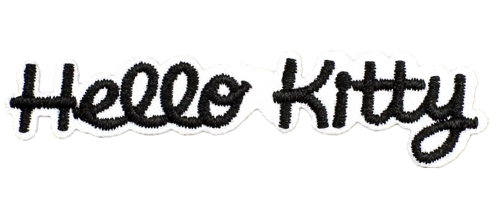 HELLO KITTY - Black Signature Font - Iron-On Embroidered Patch