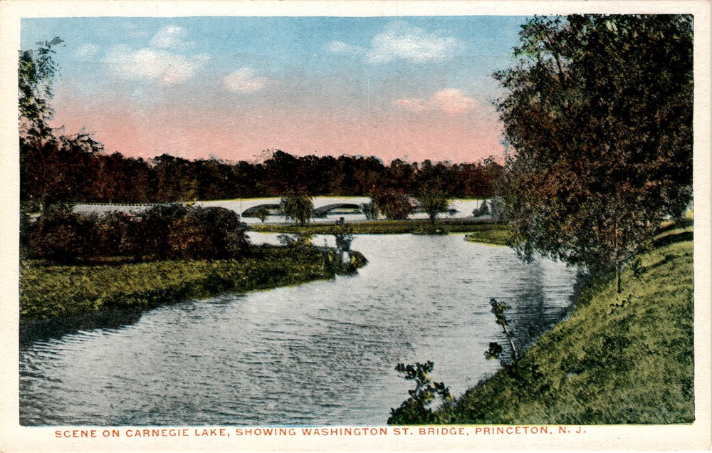 Carnegie Lake, Washington St. Bridge, Princeton, N.J. Postcard