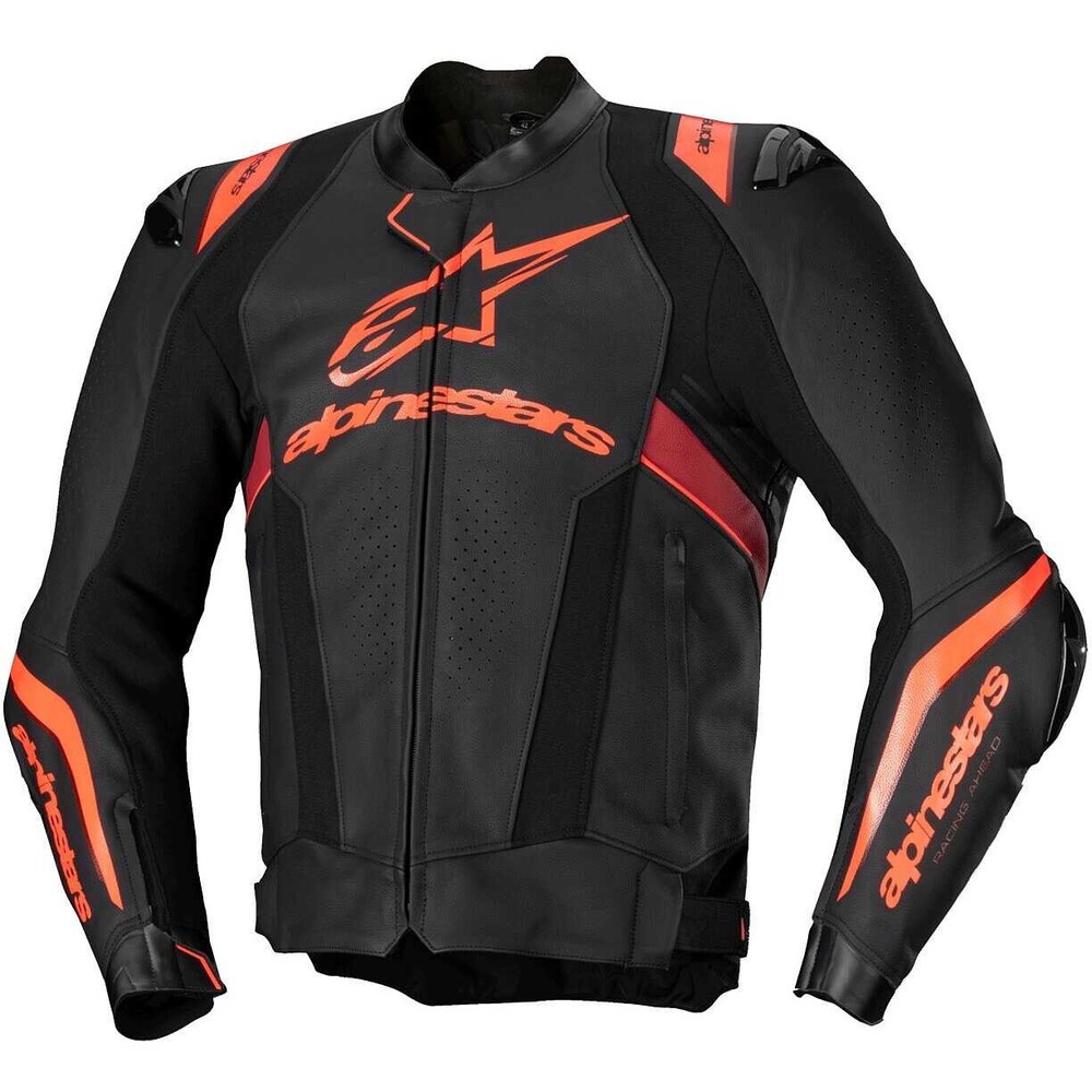 Alpinestars V3 Ignition Missile Leather Motorcycle Jacket - Black/Neon Red/Scu Red