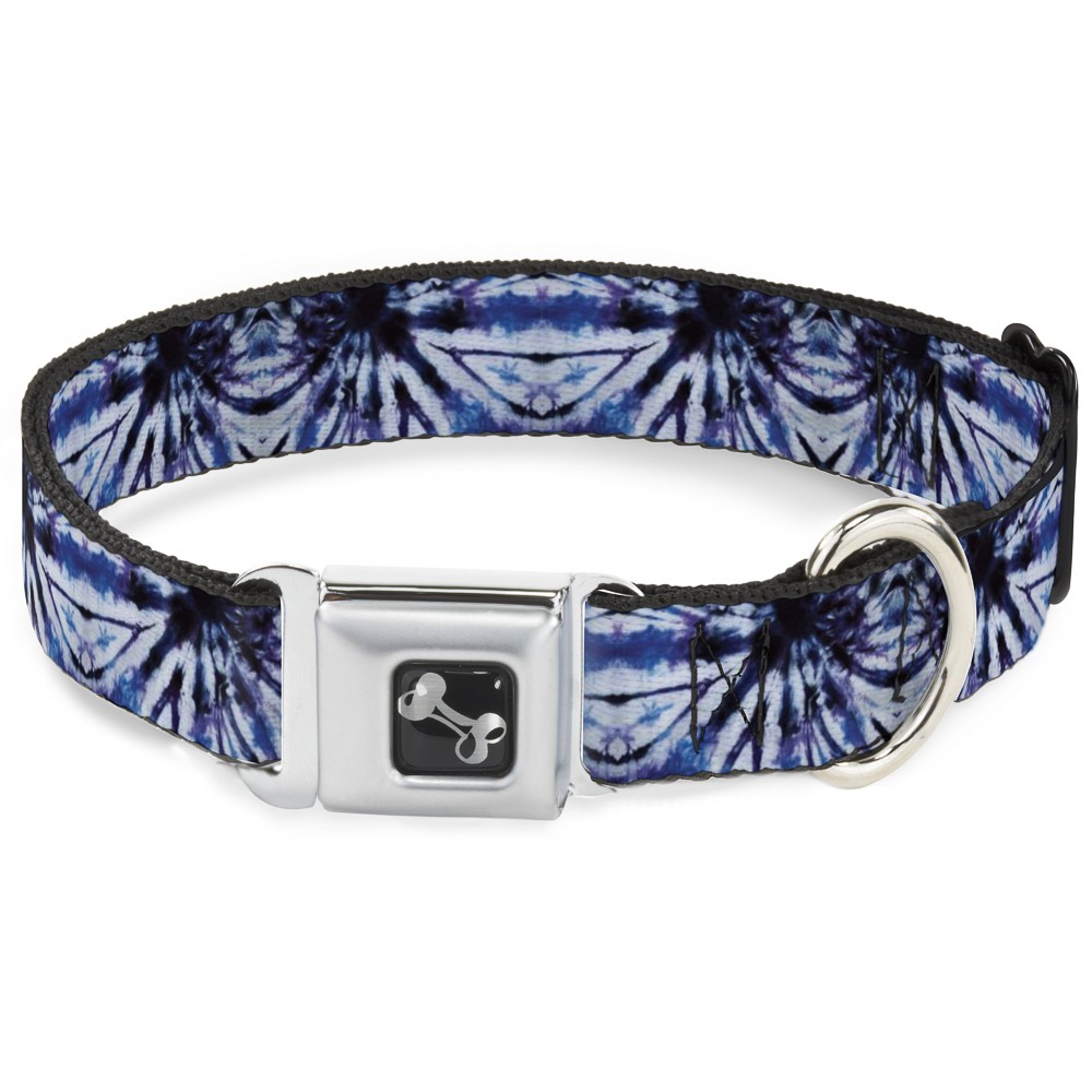 Dog Collar Bone Tie Dye Purple/Blue Medium 11-16.5