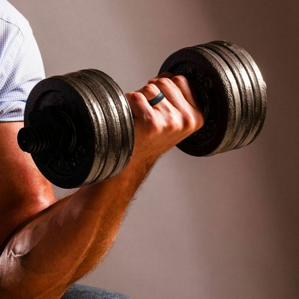 Black Hypoallergenic Silicone Wedding Band for Gym & Fitness-image
