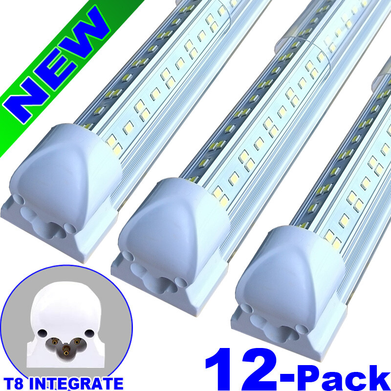 8ft LED Shop Light Fixture -144W 18000LM, 6500K Integrated Tube Light 12 pack