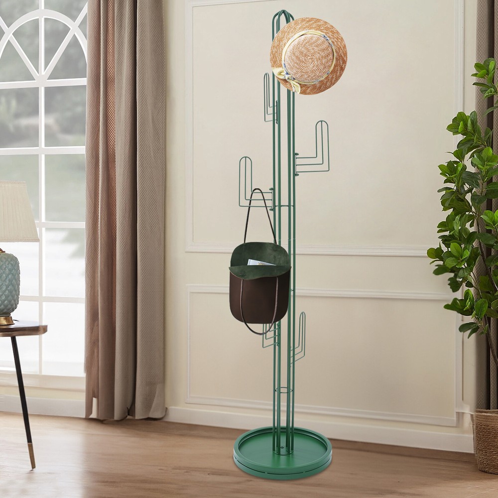 Cactus-Shaped Freestanding Green Coat and Clothing Rack-image